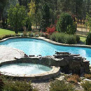 Aerial view of luxury resort pool with hot tub